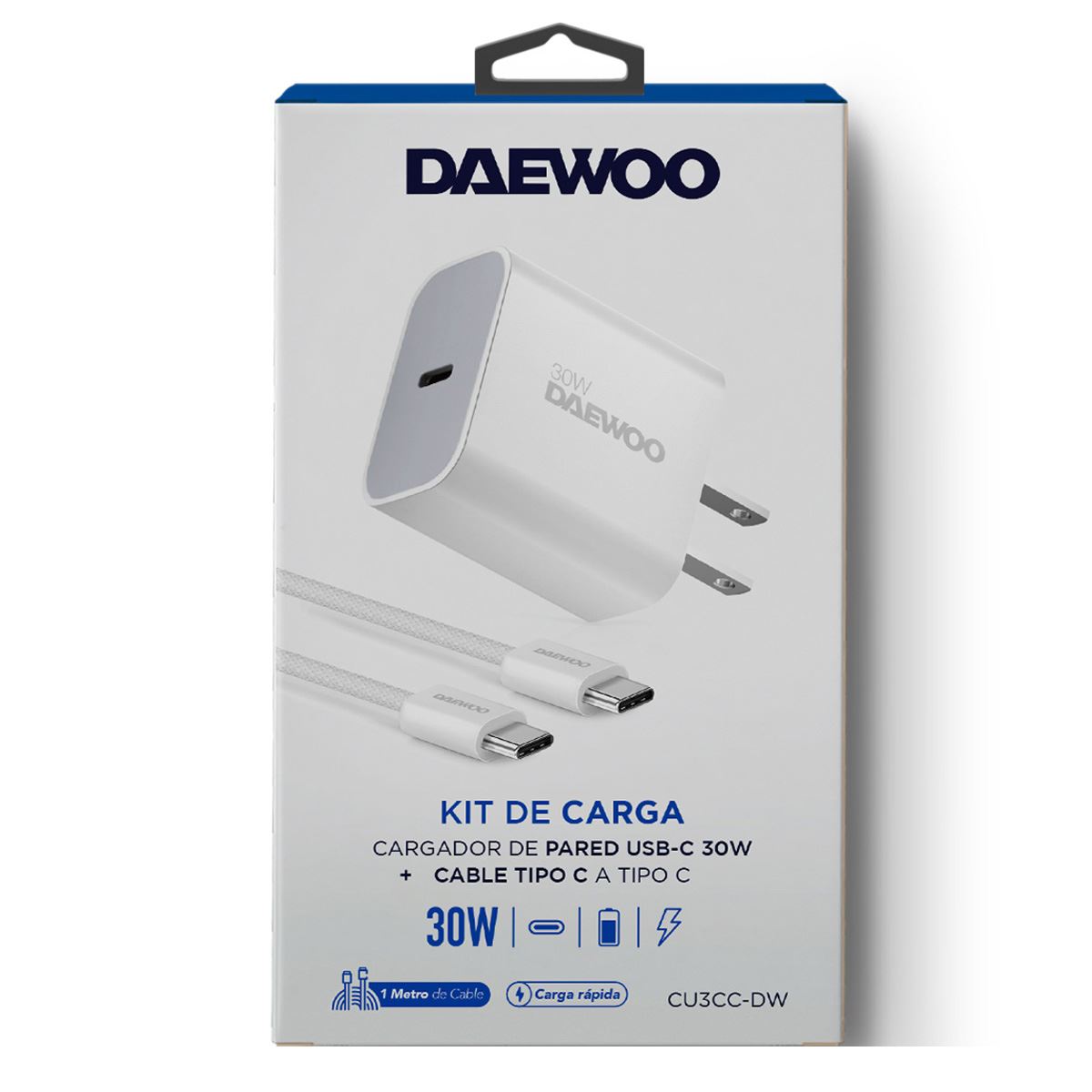 Combo Cargador Daewoo Salida Usb-C 30w + Cable de Carga Tipo C a Tipo C 1m image number null