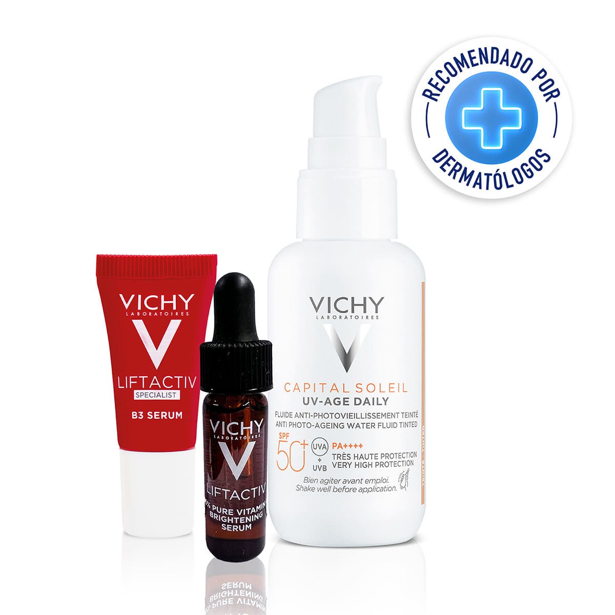Vichy Capital Soleil UV Age Daily con Color FPS 50 + Liftactiv Specialist B3 S&eacute;rum + Liftactiv Vitamina C S&eacute;rum image number null