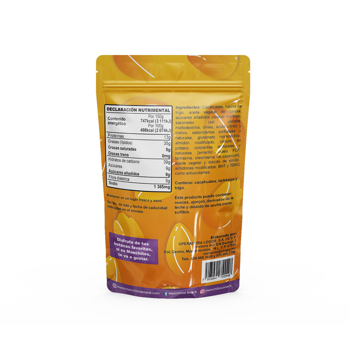 Cacahuate Japones Habanero & Lim&oacute;n 150 g Monchitos Snack image number null