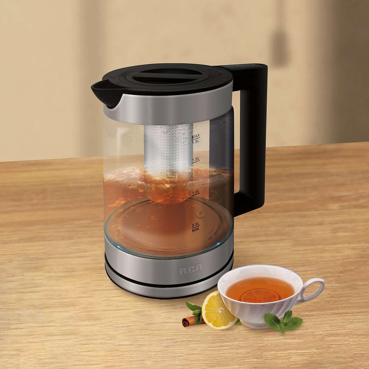RCA Tetera Digital con Infusor en Jarra de Vidrio con Capacidad de 1.8 Litros image number null