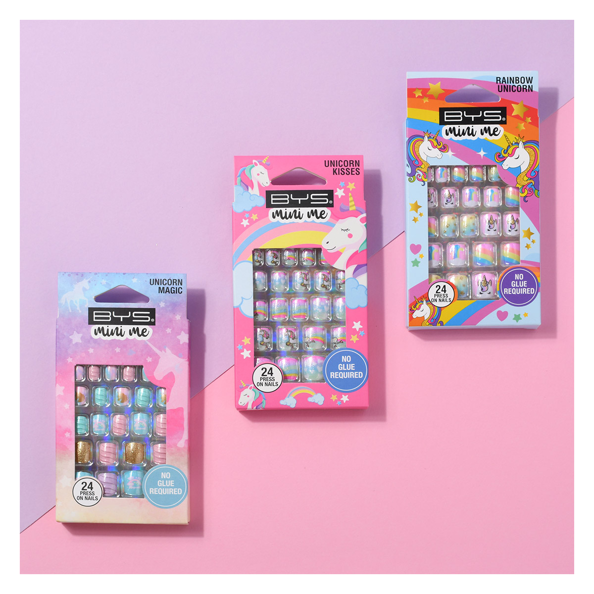 U&ntilde;as Decoradas 24 Piezas Rainbow Unicorn BM001 Bys Mini Me image number null
