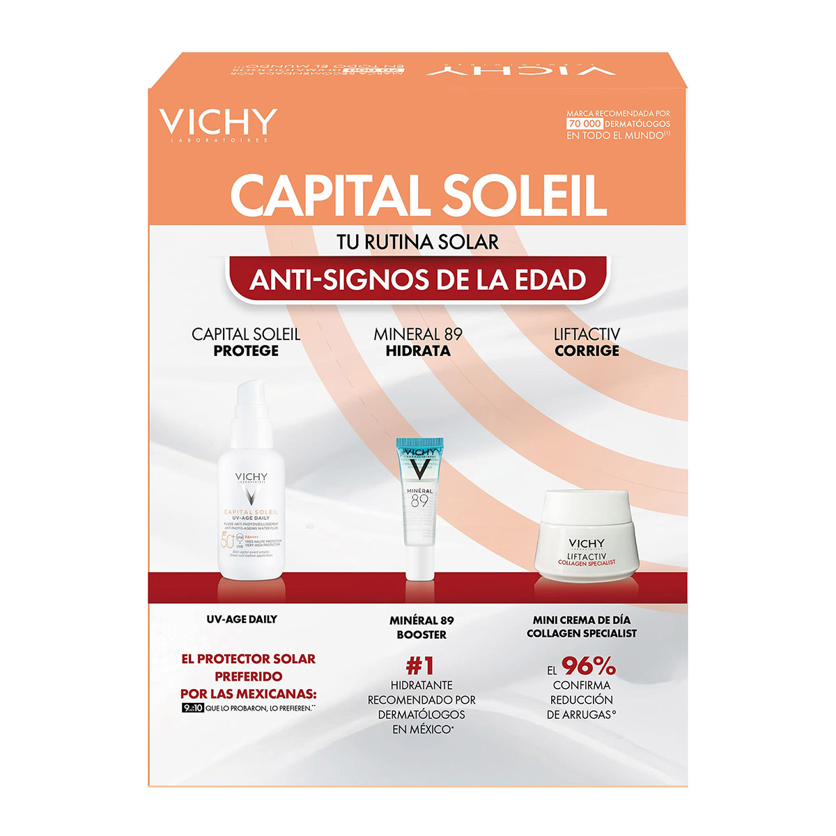 Vichy Capital Soleil UV-Age Daily FPS 50 + Liftactiv Collagen Specialist Crema de D&iacute;a + Mineral 89 Booster image number null