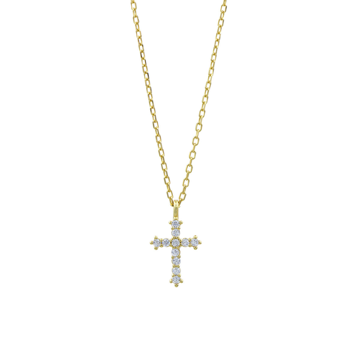 Dije De Plata .925 En Acabado Dorado Con Cubic Circonia Joyer&iacute;a Religiosa image number null
