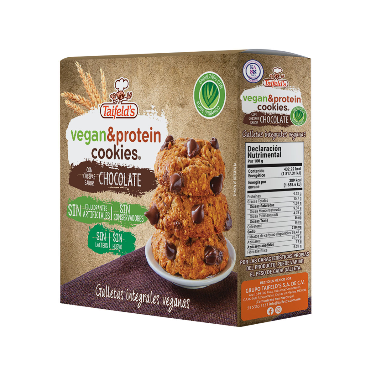 Galletas Integrales Veganas con Chispas de Chocolate 90 g Taifeld&acute;s image number null