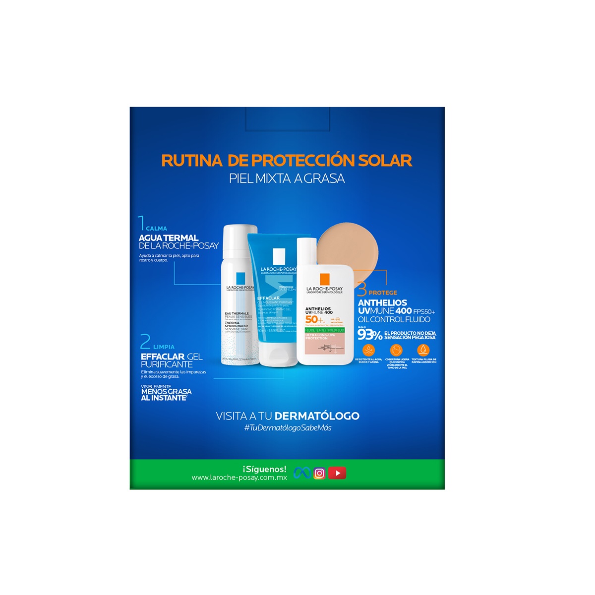 La Roche Posay Rutina De Protecci&oacute;n Solar Con Textura Fluida Con Color Para Piel Mixta A Grasa image number null