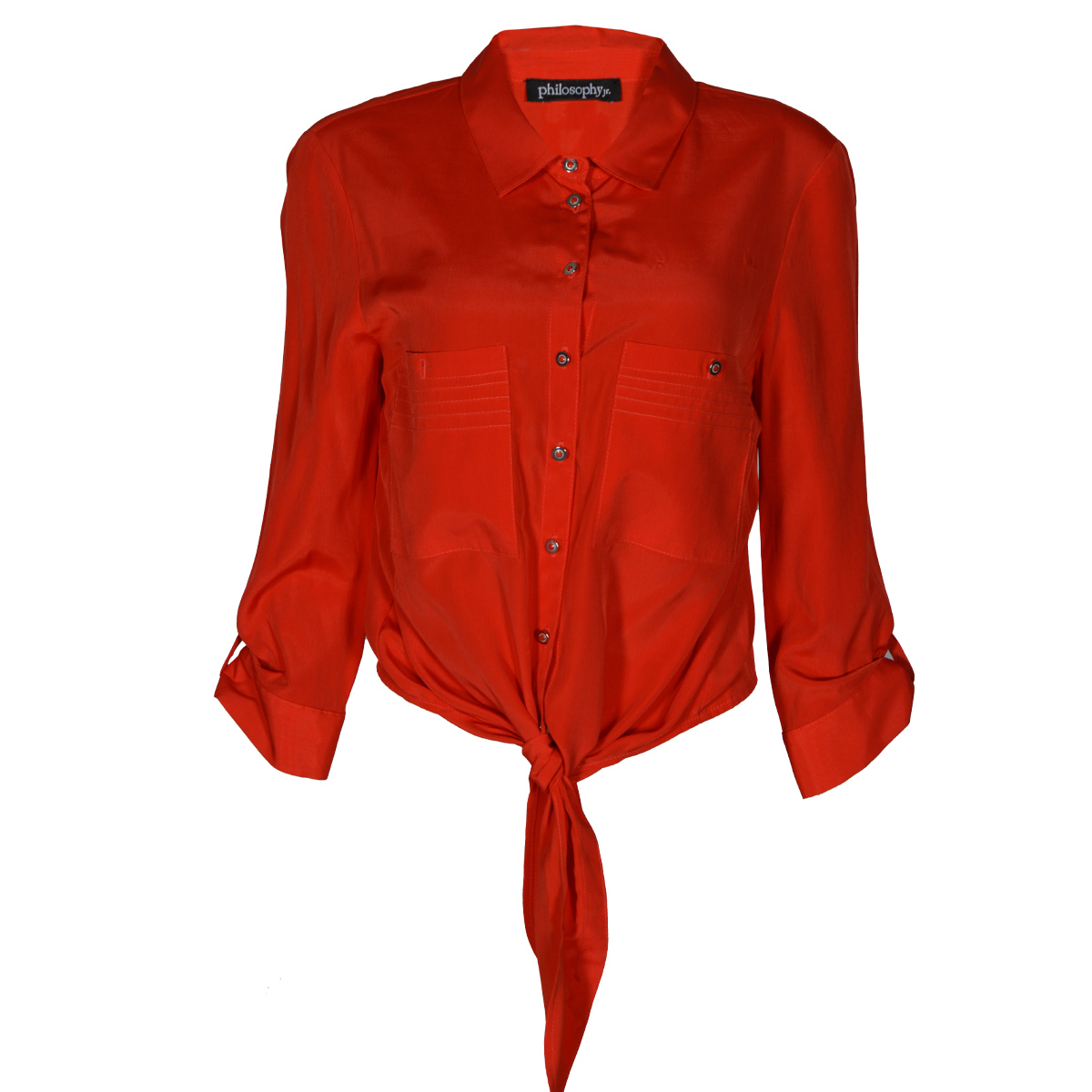 Blusa Lisa con amarre y Bolsillos Philosophy para Mujer image number null