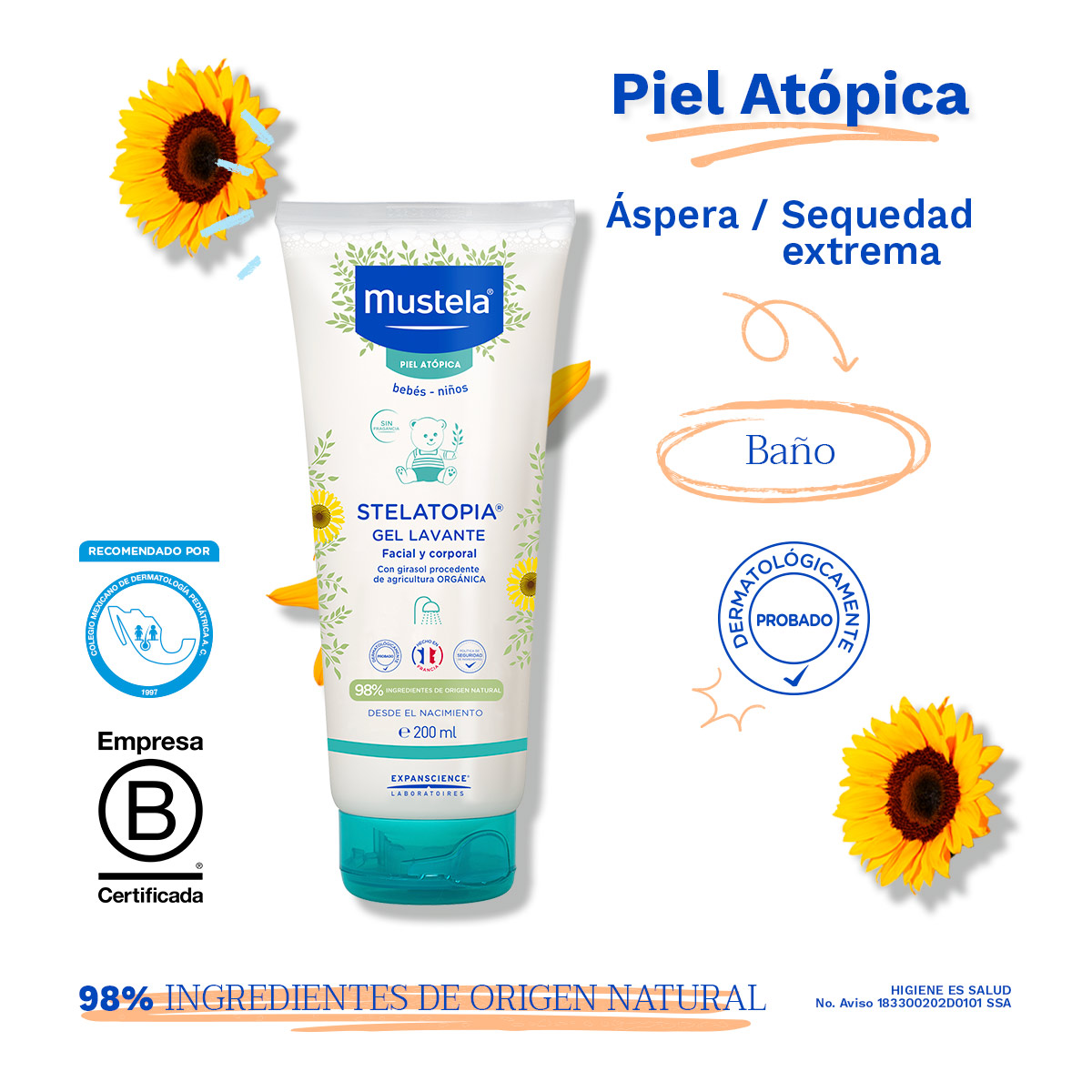 Mustela Stelatopia Gel Lavante para beb&eacute;s y ni&ntilde;os con Piel At&oacute;pica 200ml image number null