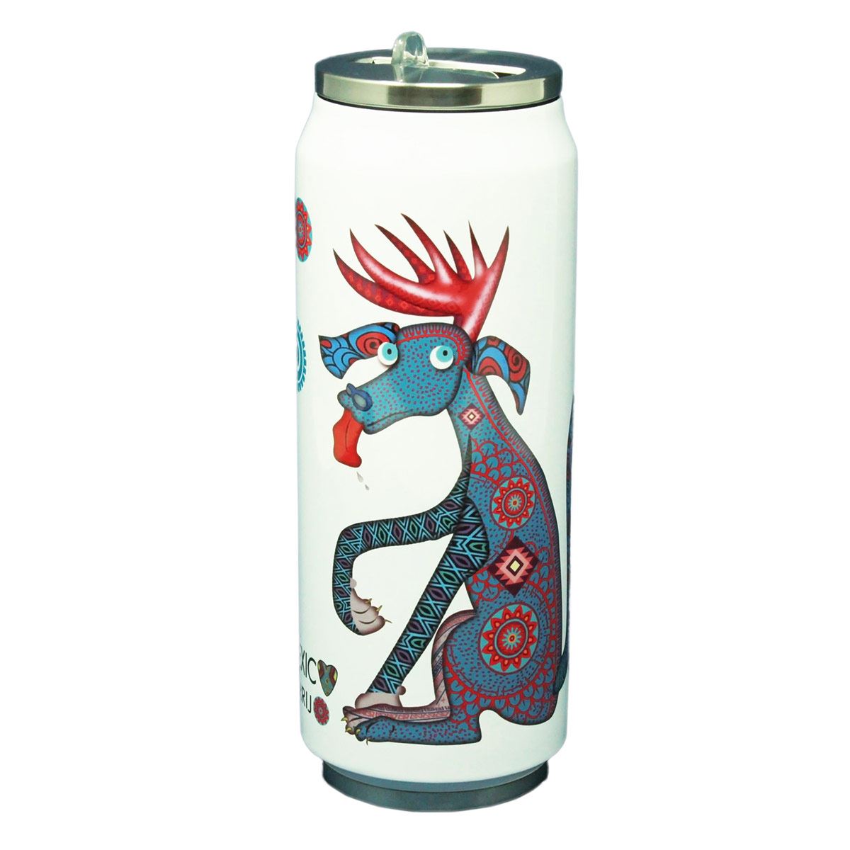 Termo Alebrijos doble acero con popote 500 ml image number null