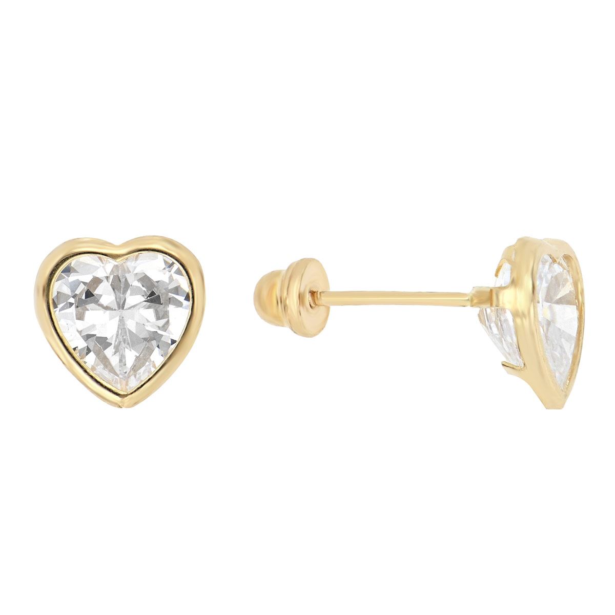 Broqueles HERS Bisel Corazón Cristal en Oro de 14k image number null