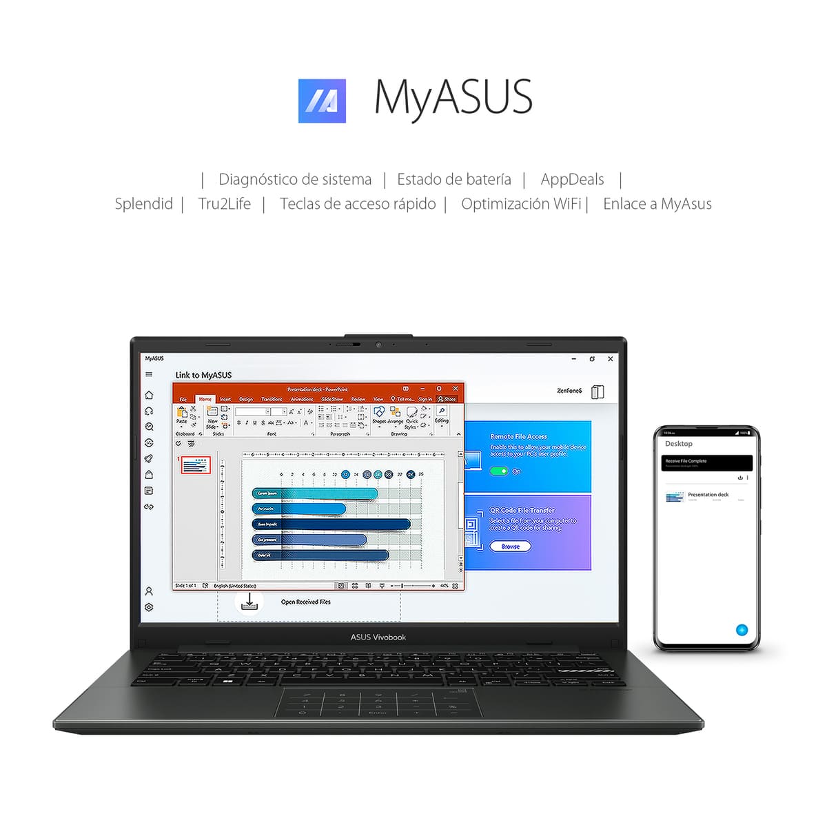 Laptop Asus Vivobook 14 Pulgadas L1404FA-NK286W RYZEN 3-7320U 8G 512SSD + Mochila y Mouse image number null