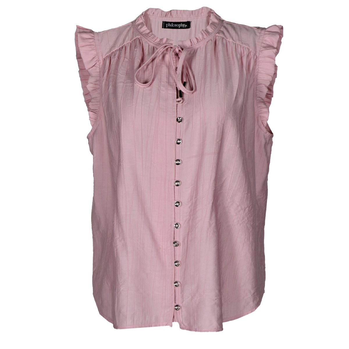 Blusa Lisa con Olanes Philosophy Talla Chica Color Rosa para Mujer image number null