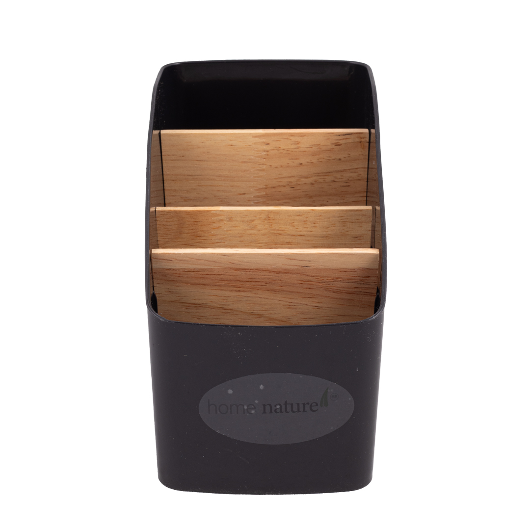 Home Nature Organizador de plástico para escritorio con división de madera image number null