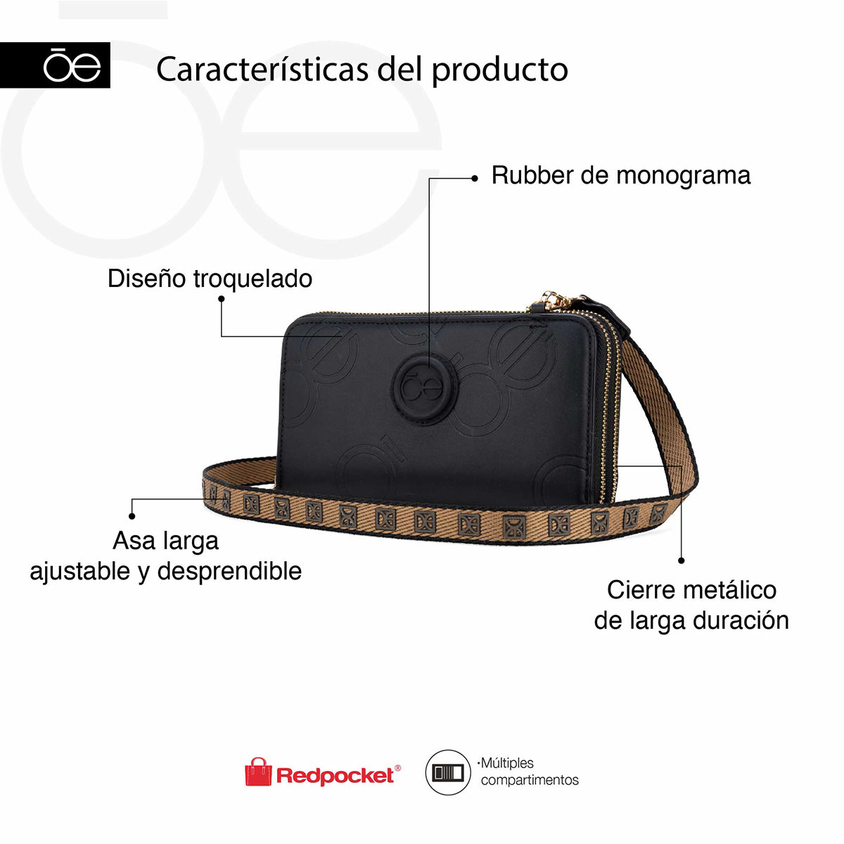 Billetera Cierre Doble Cloe Color Camel para Mujer image number null