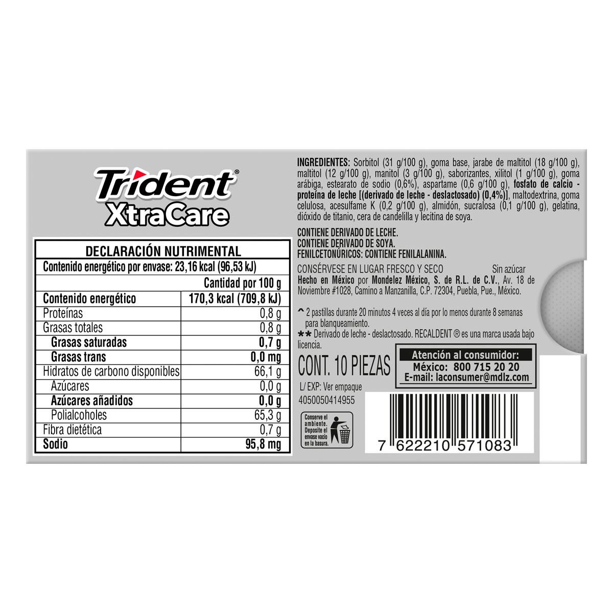 Chicles Trident Xtracare Menta Fuerte image number null