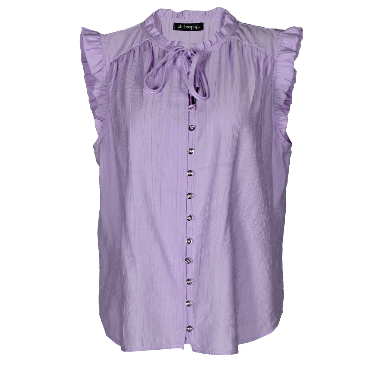 Blusa Lisa con Olanes Philosophy Talla Mediana Color Morado Claro para Mujer image number null