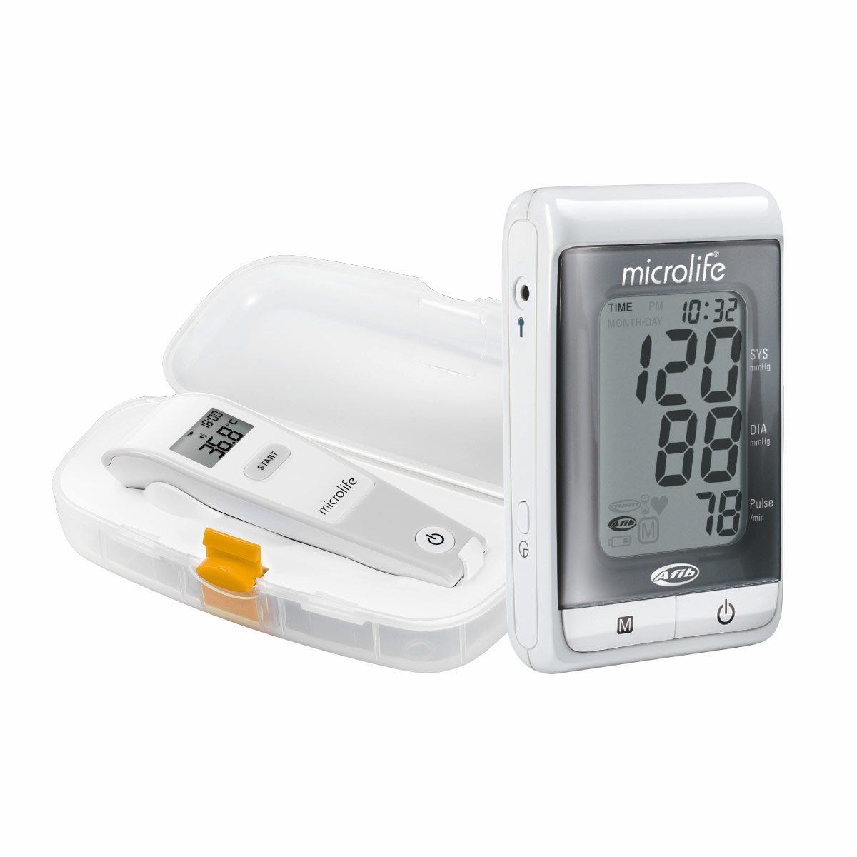 Baumanómetro con Prevención de Derrame Cerebral+Termometro Digital Microlife image number null