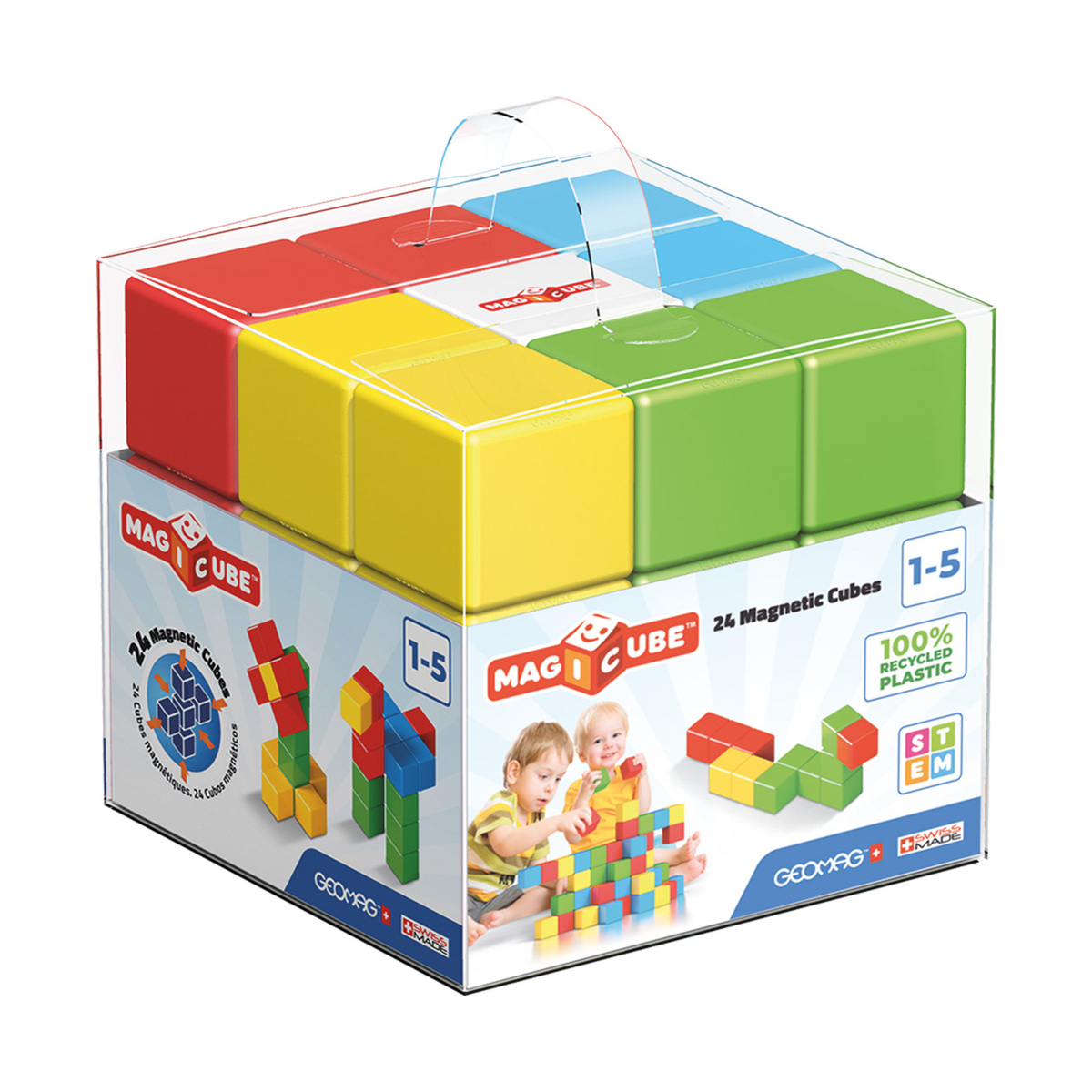 Bloques de Construcción 3D Magicube con 24 Cubos de 4 Colores Geomag image number null