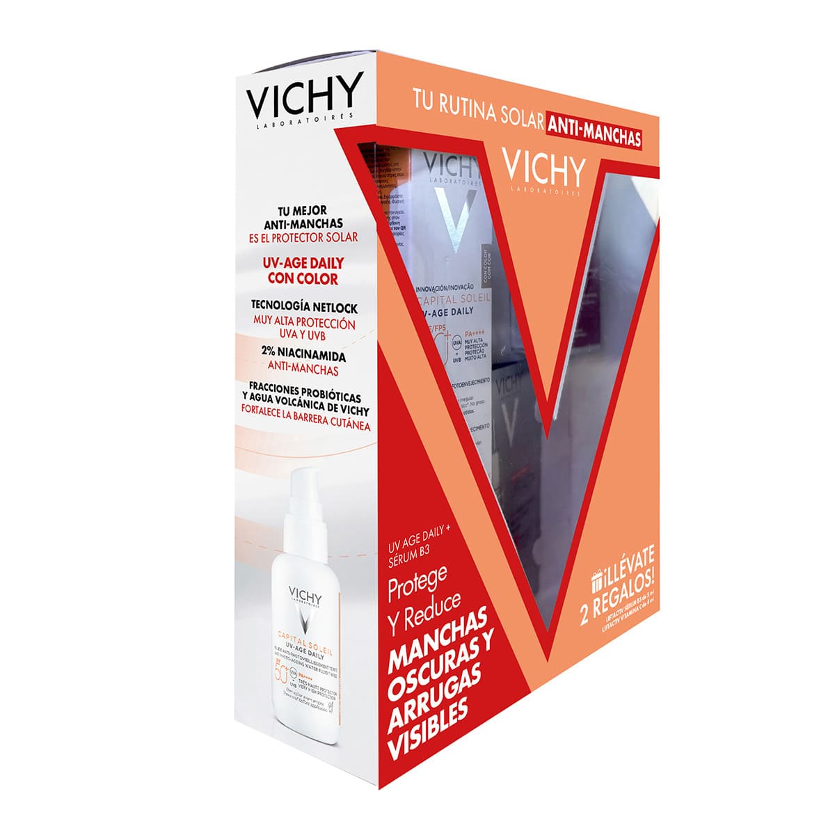 Vichy Capital Soleil UV Age Daily con Color FPS 50 + Liftactiv Specialist B3 S&eacute;rum + Liftactiv Vitamina C S&eacute;rum image number null