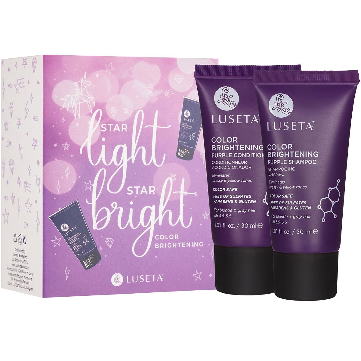 2 Pack Shampoo y Acondicionador para Iluminar color Luseta 30 ml c/u image number null