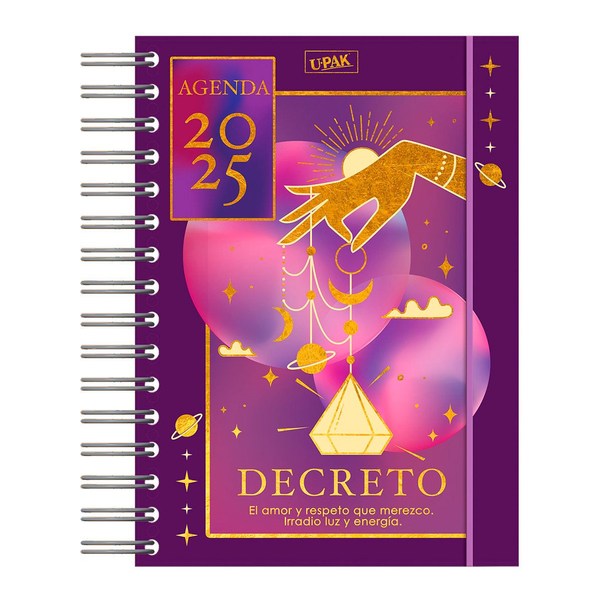 Agenda Premier 2025 con Espiral Dise&ntilde;o Multicolor Decreto Astral Upak image number null