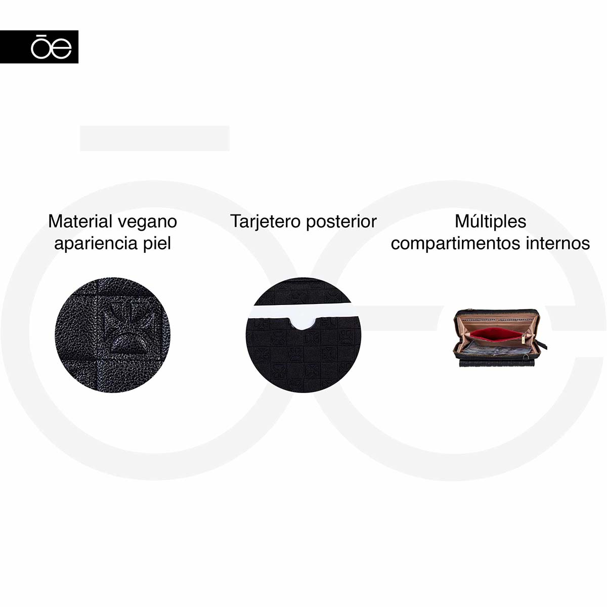 Billetera H&iacute;brida Cloe Negro para Mujer image number null