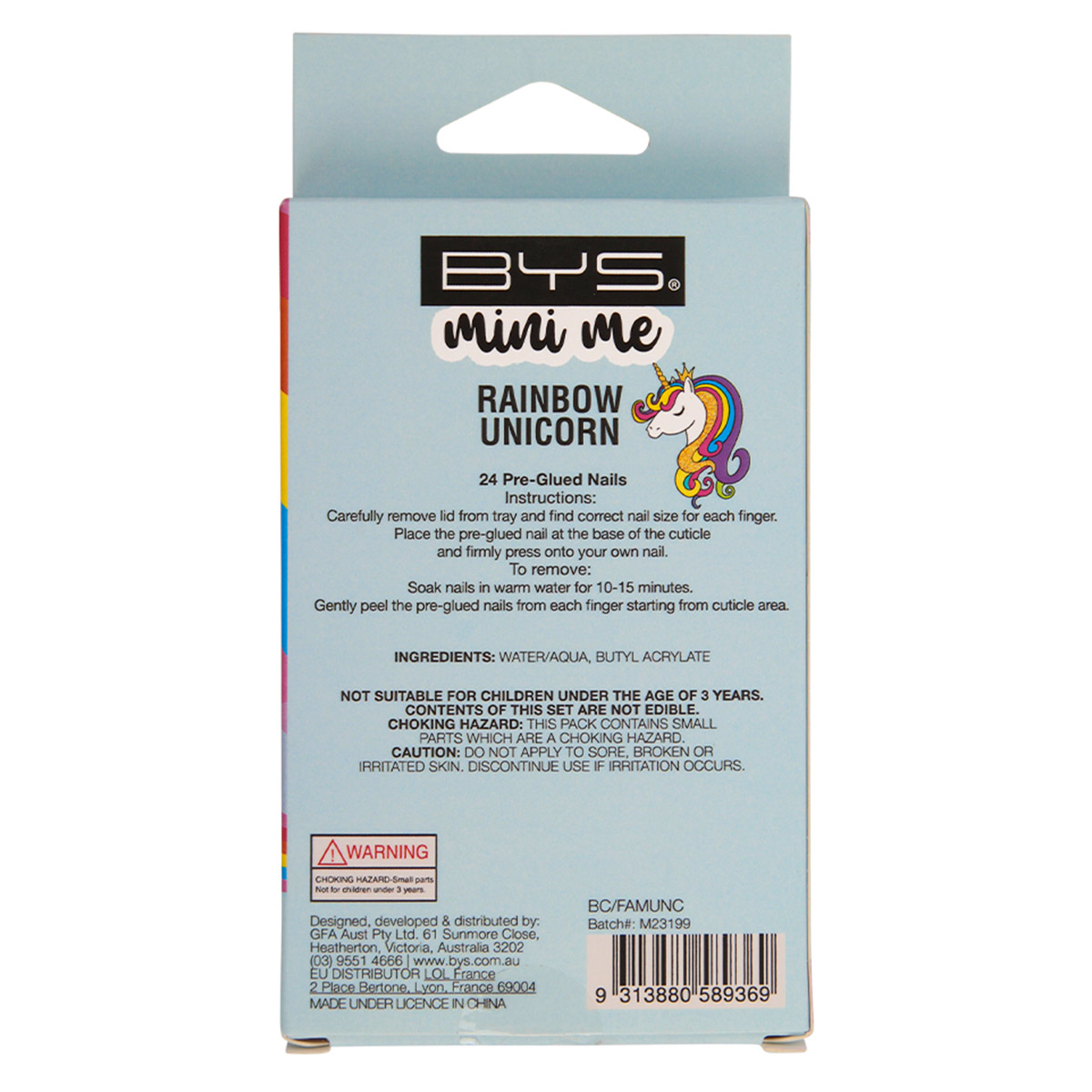 U&ntilde;as Decoradas 24 Piezas Rainbow Unicorn BM001 Bys Mini Me image number null