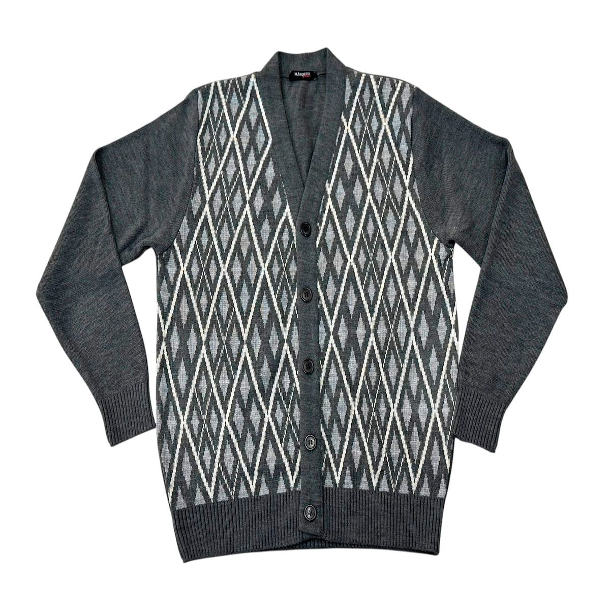 Suéter Cuello V Abierto Márquez Fratello Gris Talla Extra Grande para Hombre image number null