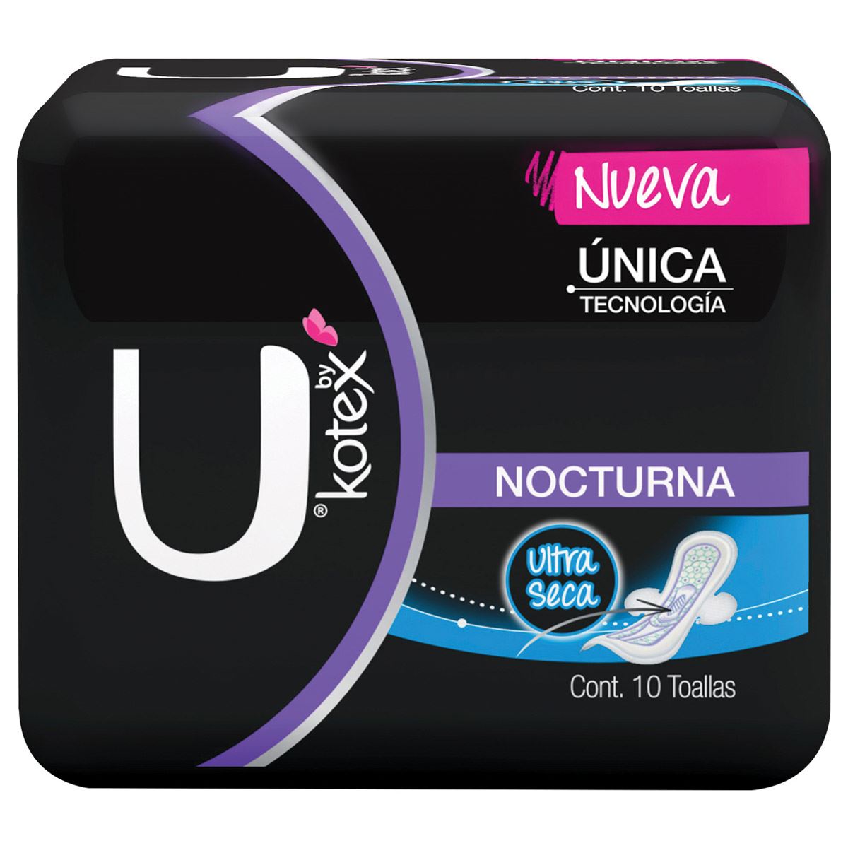 Toallas femeninas Kotex ultra seca nocturnas 10 pzas image number null