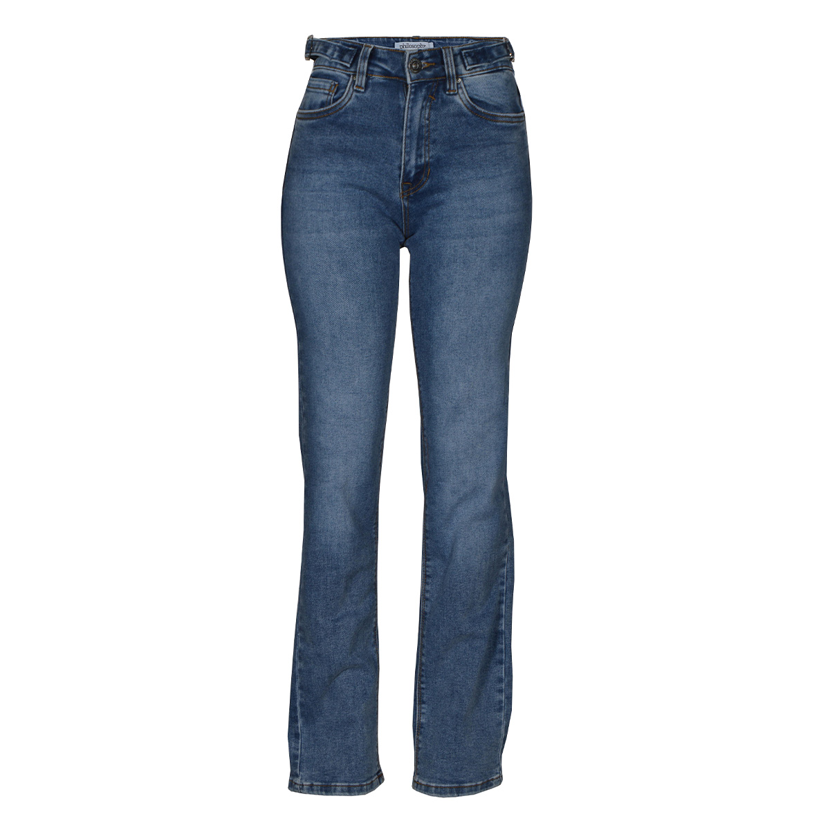 Jeans Recto con Cintas Laterales Philosophy Color Azul Talla 5 para Mujer image number null