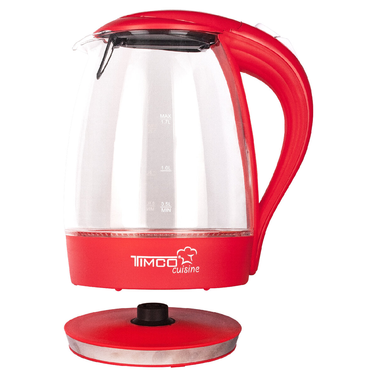 Hervidor Vidrio 1.7  Rojo Timco image number null