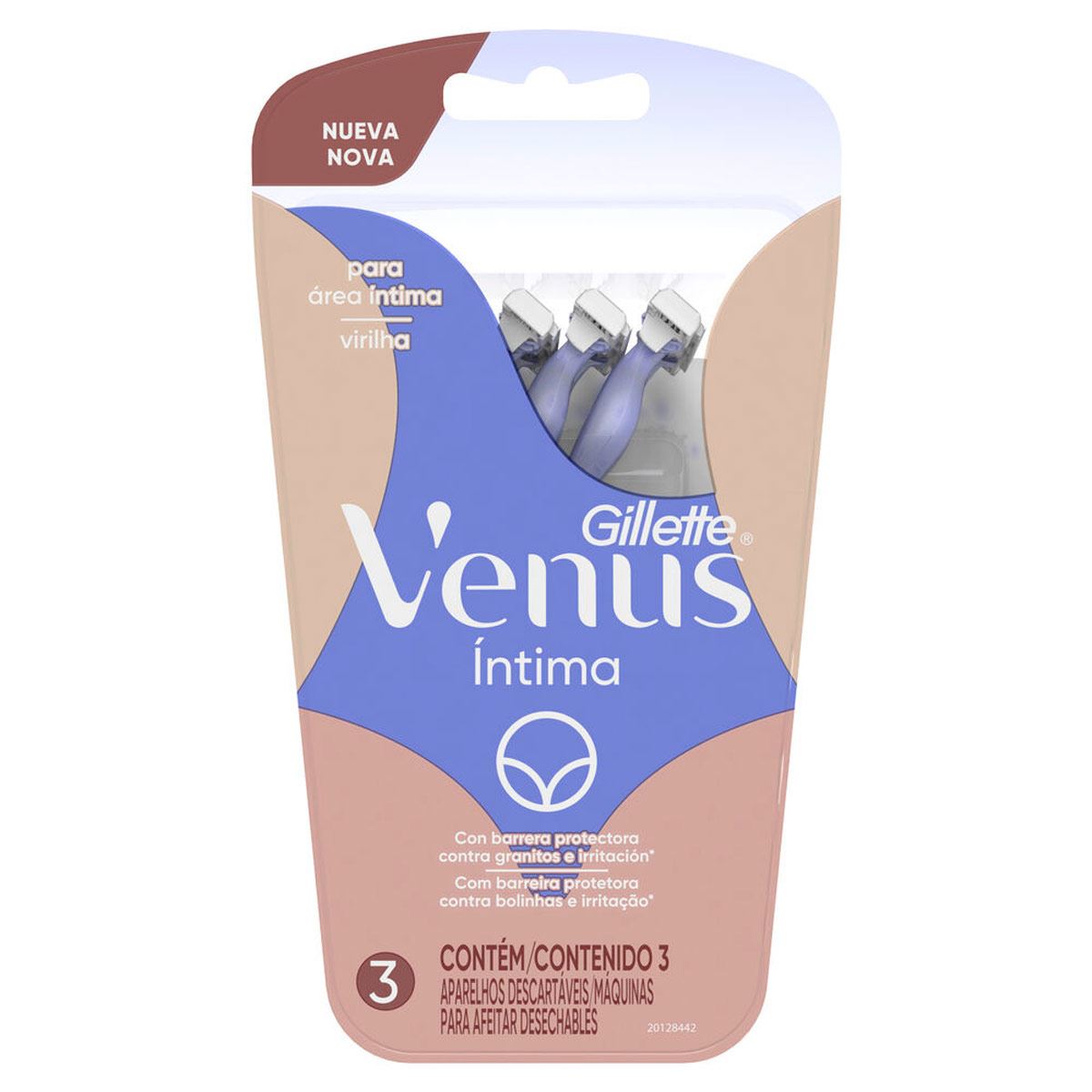 Rastrillo Gillette Venus &Iacute;ntima con Barrera Protectora Anti-irritaci&oacute;n 3 Unidades image number null