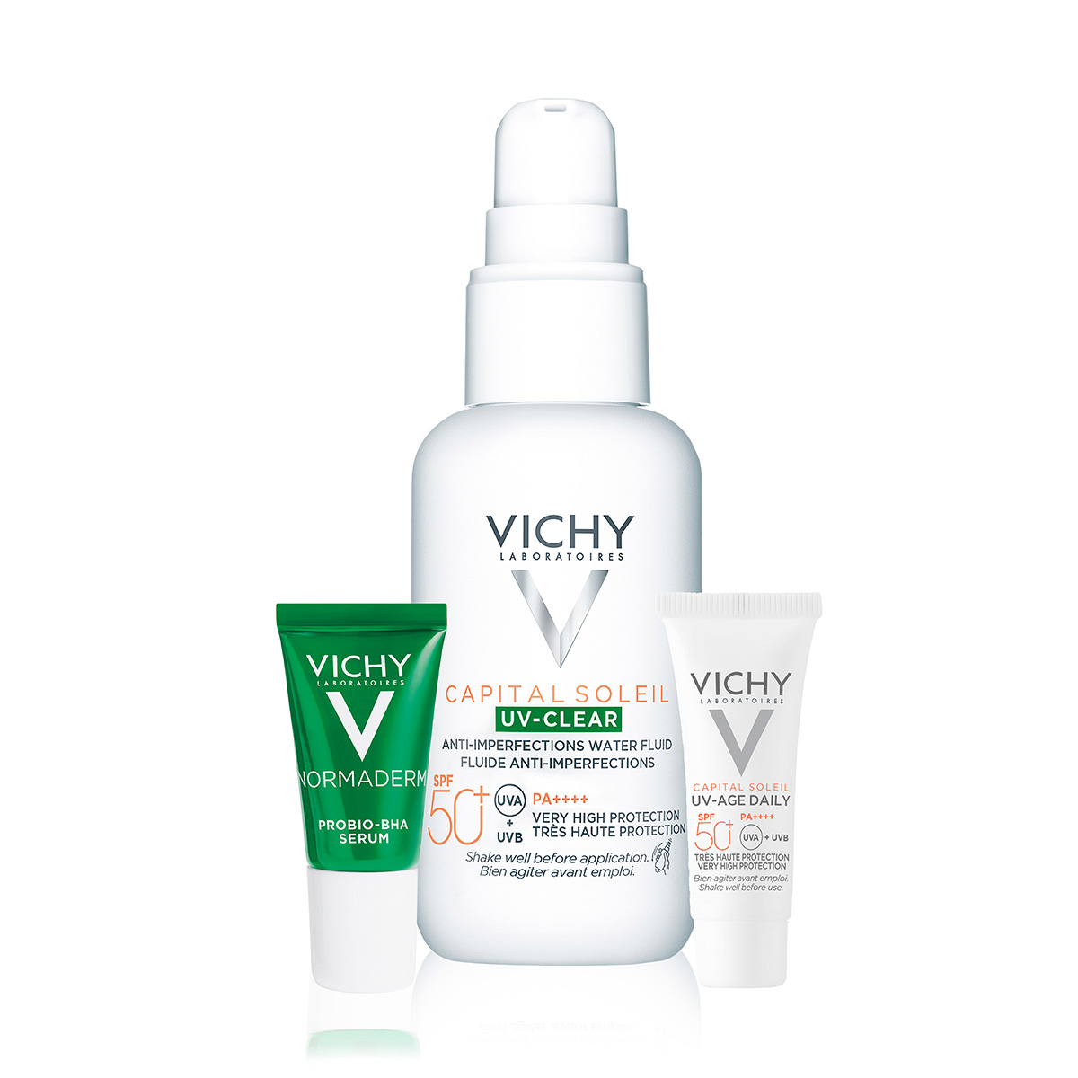 Vichy Capital Soleil UV Clear FPS 50 + Normaderm Serum PROBIO-BHA + Capital Soleil UV-Age Daily FPS 50 image number null