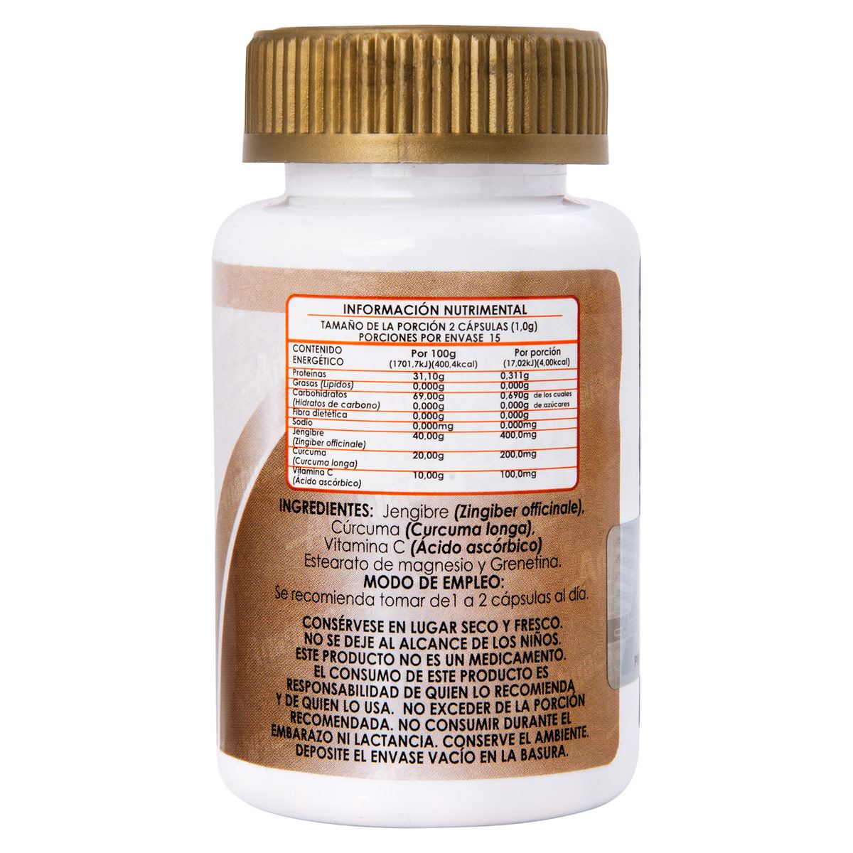 Jengibre, C&uacute;rcuma y Vitamina C" 30 c&aacute;psulas" image number null