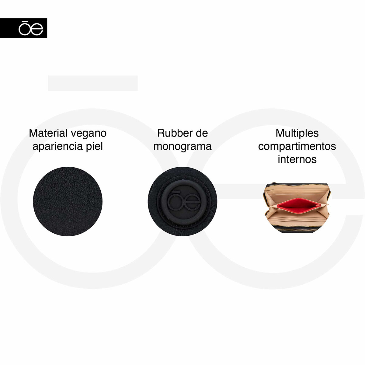 Billetera Cierre Doble Cloe Color Blanco para Mujer image number null