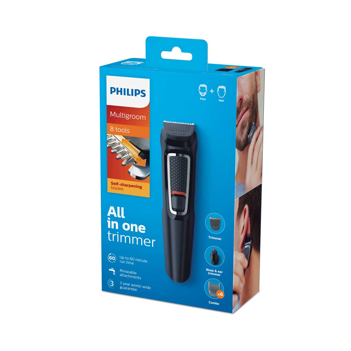 Recortadora Philips MG3730/15 8 En 1 Rostro Y Cabello image number null