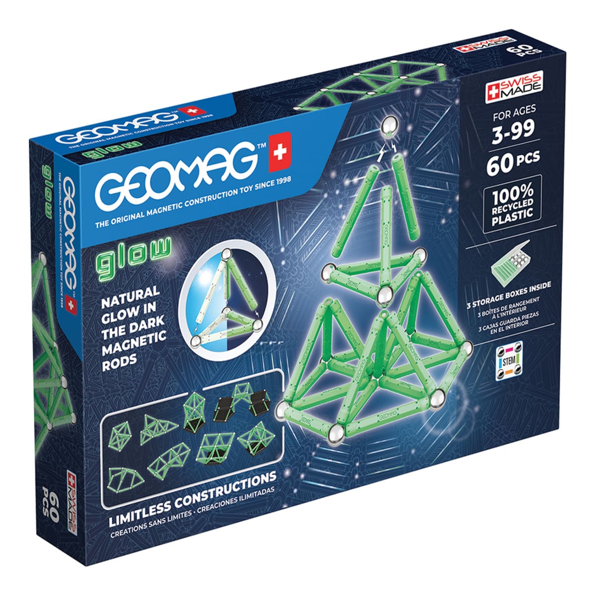 Set Aprendizaje STEM Edición Glow de Geomag 60 Piezas image number null