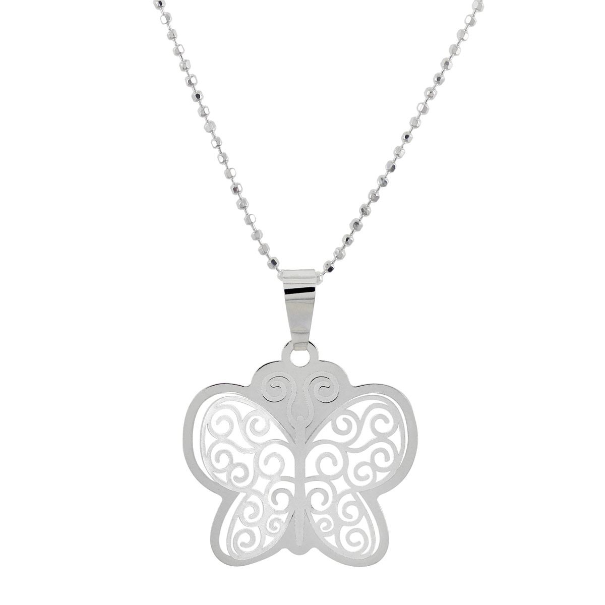 Cadena Dvillalpando Con Dije Mariposa Grecas Caladas Plata .925 image number null