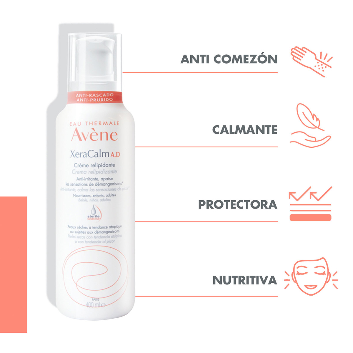 Av&egrave;ne Xeracalm A.D Crema Relipidizante Piel Seca 400ml image number null