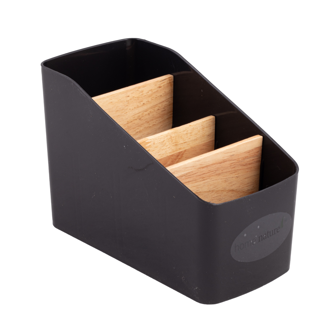 Home Nature Organizador de plástico para escritorio con división de madera image number null