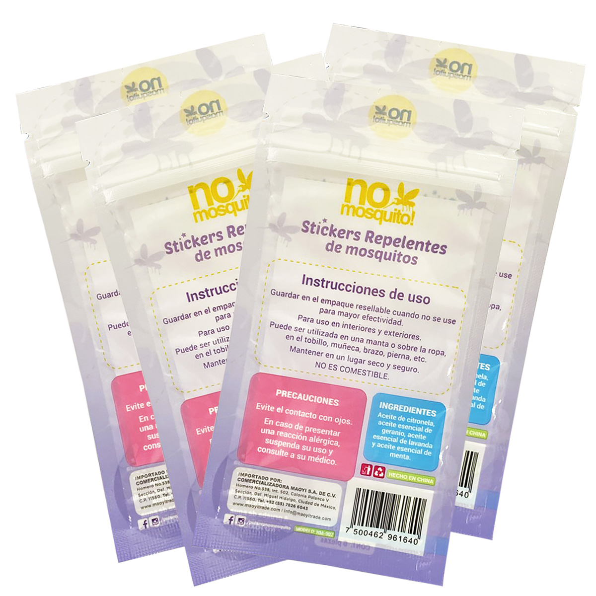 Pack Stickers Repelentes de Mosquitos No Mosquito image number null