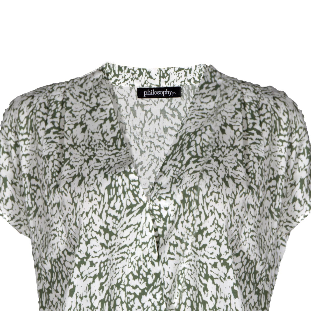 Blusa Estampada con Escote Cruzado Philosophy Talla Extra Grande Color Verde Combinado para Mujer image number null