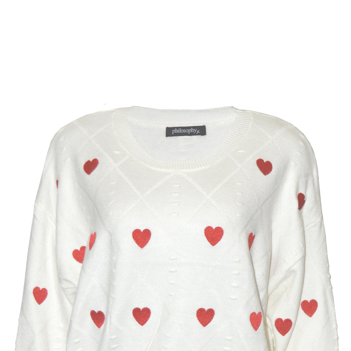 Su&eacute;ter Bordado con Corazones Philosophy Talla Mediana para Mujer image number null