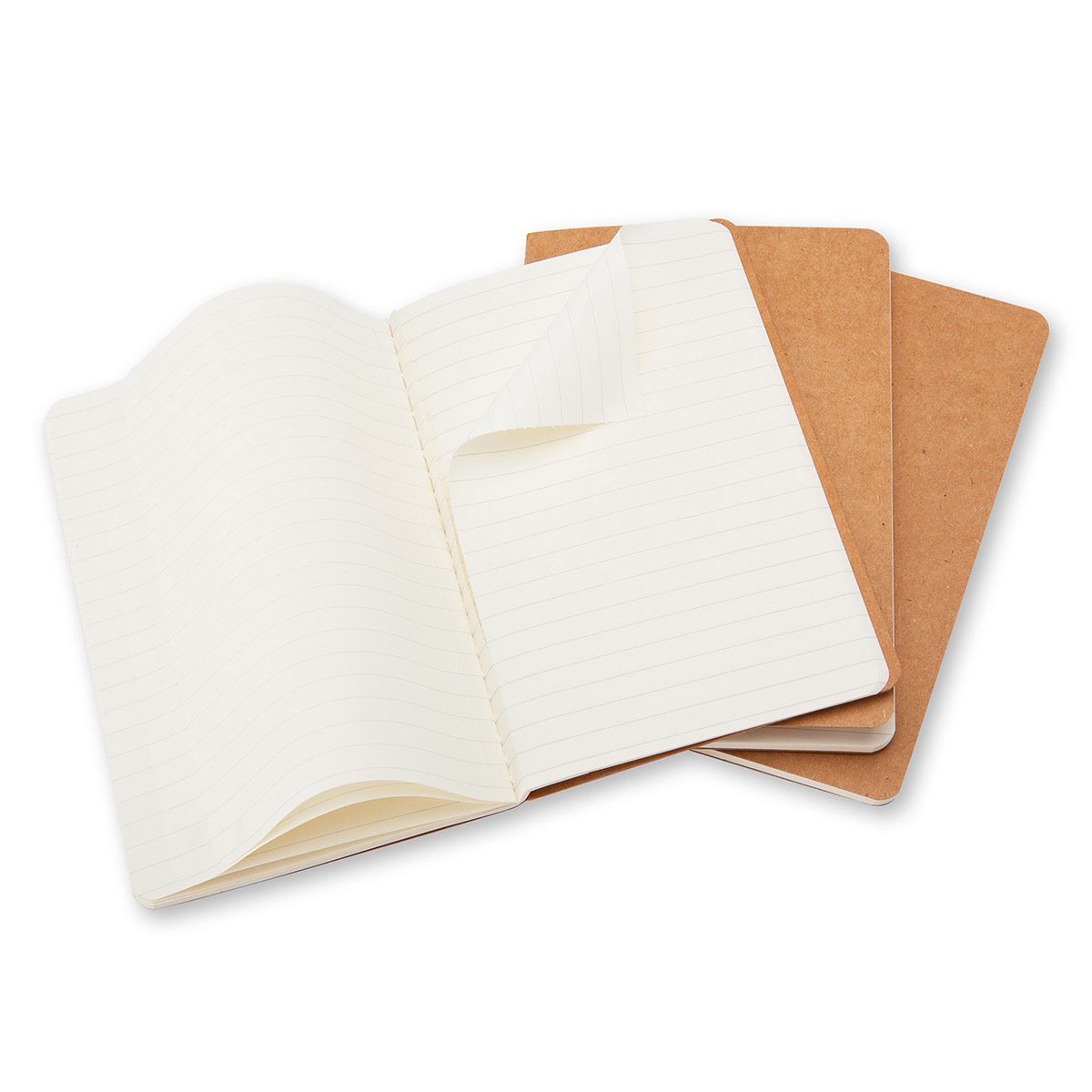 Set 3 libretas bolsillo Kraft, hoja rayada pasta suave image number null