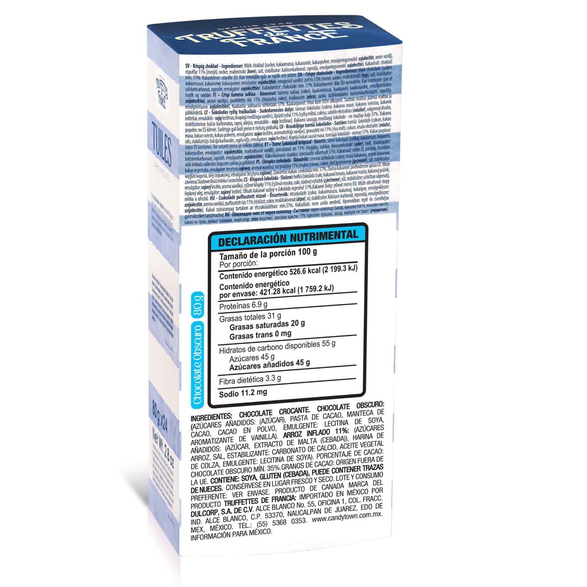 Chips de Chocolate Amargo con Arroz Inflado 80 g Truffette de France image number null