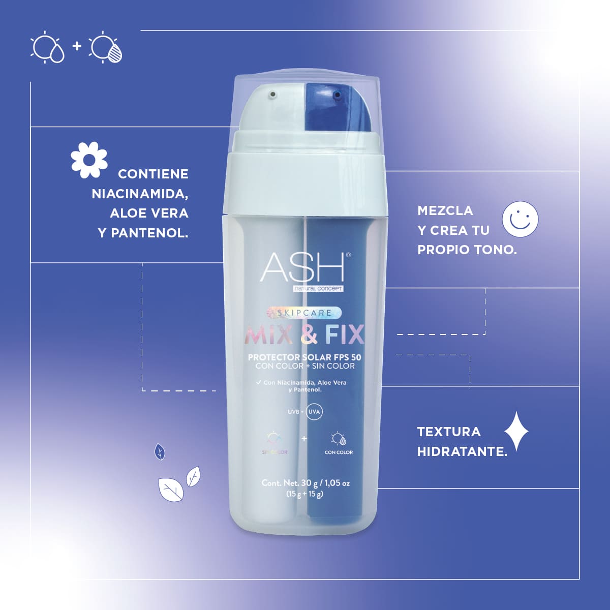 Protector Solar Mix color/sin color 30g Ash Natural image number null