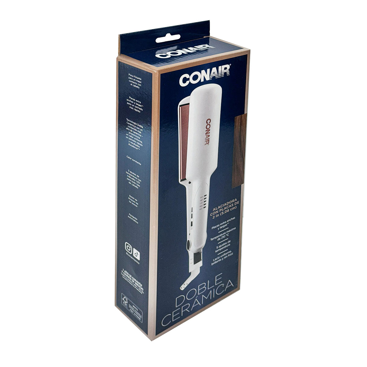 Conair Alaciadora Blanca Con Placas Rose Gold Doble Cerámica image number null