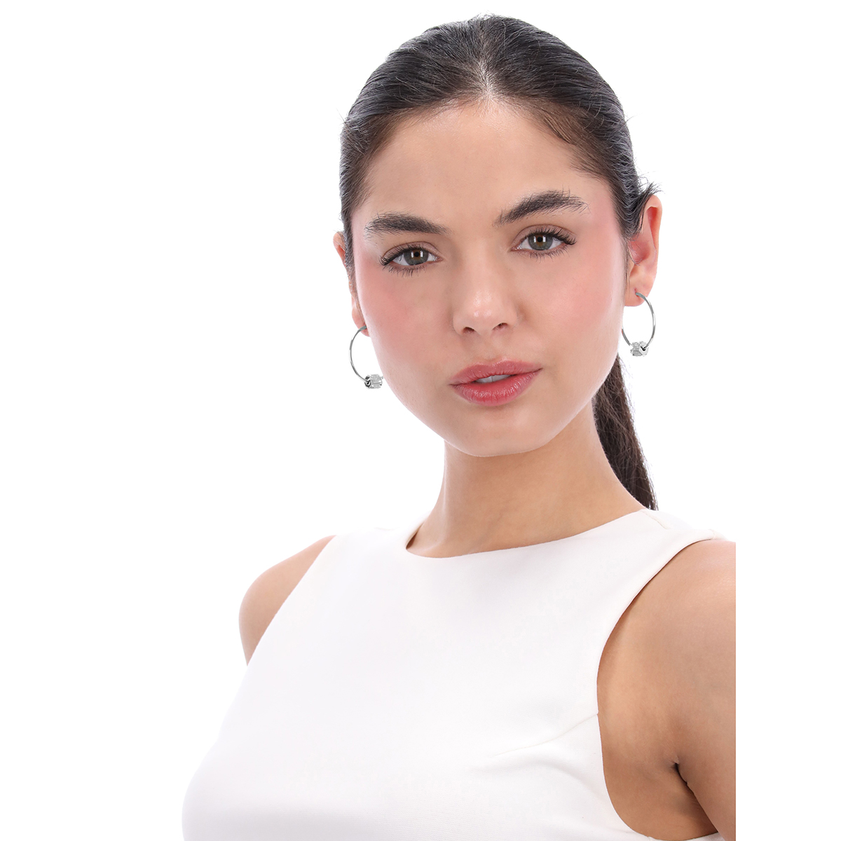 Aretes Plateados Círculo Arracadas DKNY image number null