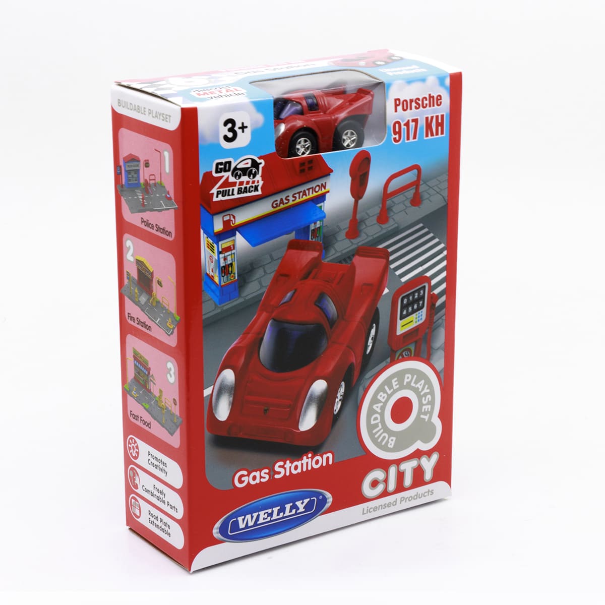 Set Armable WELLY Estación de Gasolina con Vehículo a Escala Porsche 917 km image number null