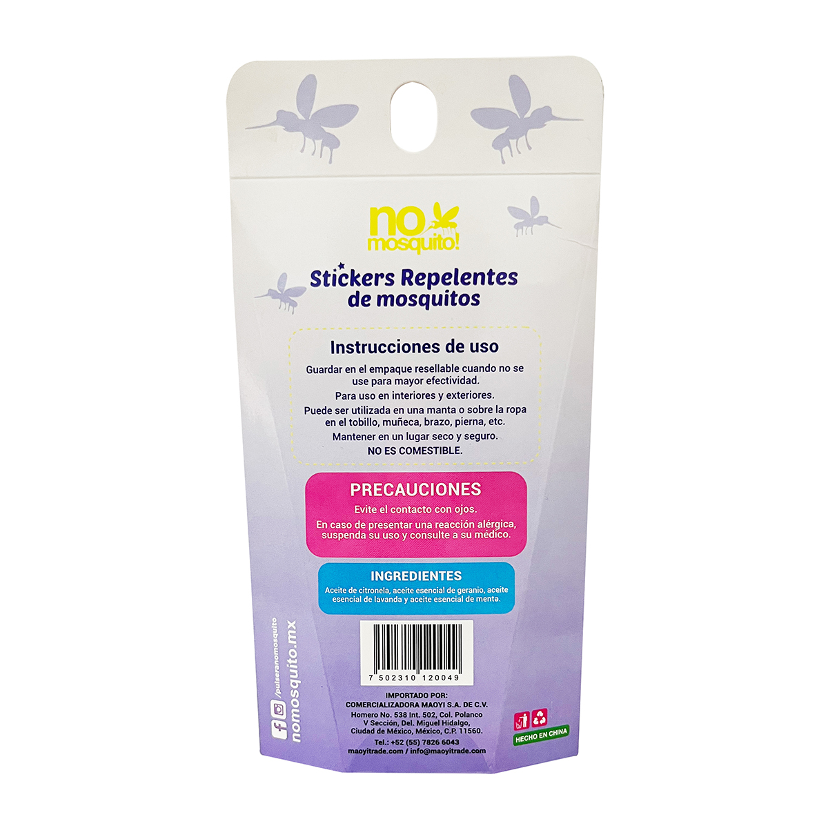 Pack Stickers Repelentes de Mosquitos No Mosquito image number null