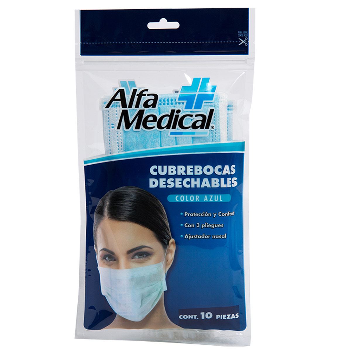 Cubrebocas Desechables con Ajustador Nasal Alfa Medical image number null